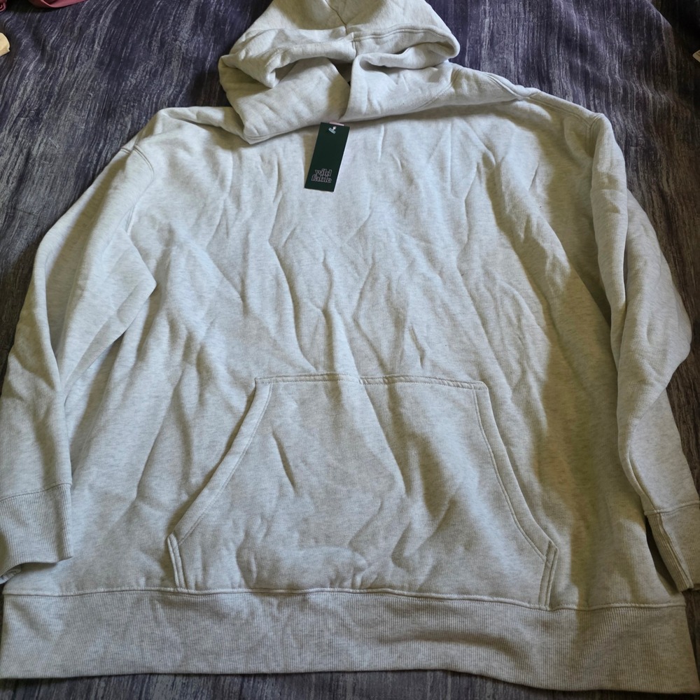 Wild Fable Womens Oversized Hoodie Heather Grey Cotton Blend Pullover NWT XXL - Picture 1 of 6